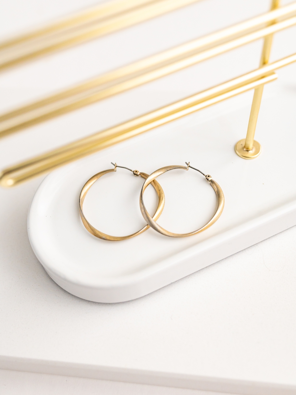 Stella & Dot Twisted Gold Hoop Earrings